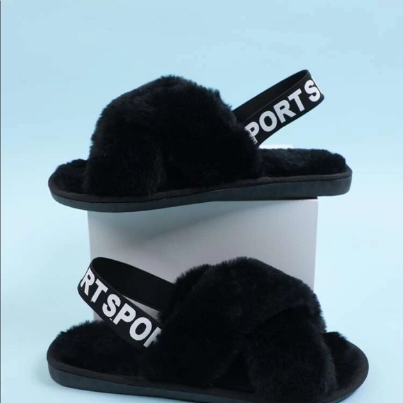 Letter Graphic Fluffy Slippers - Picture 4 of 13